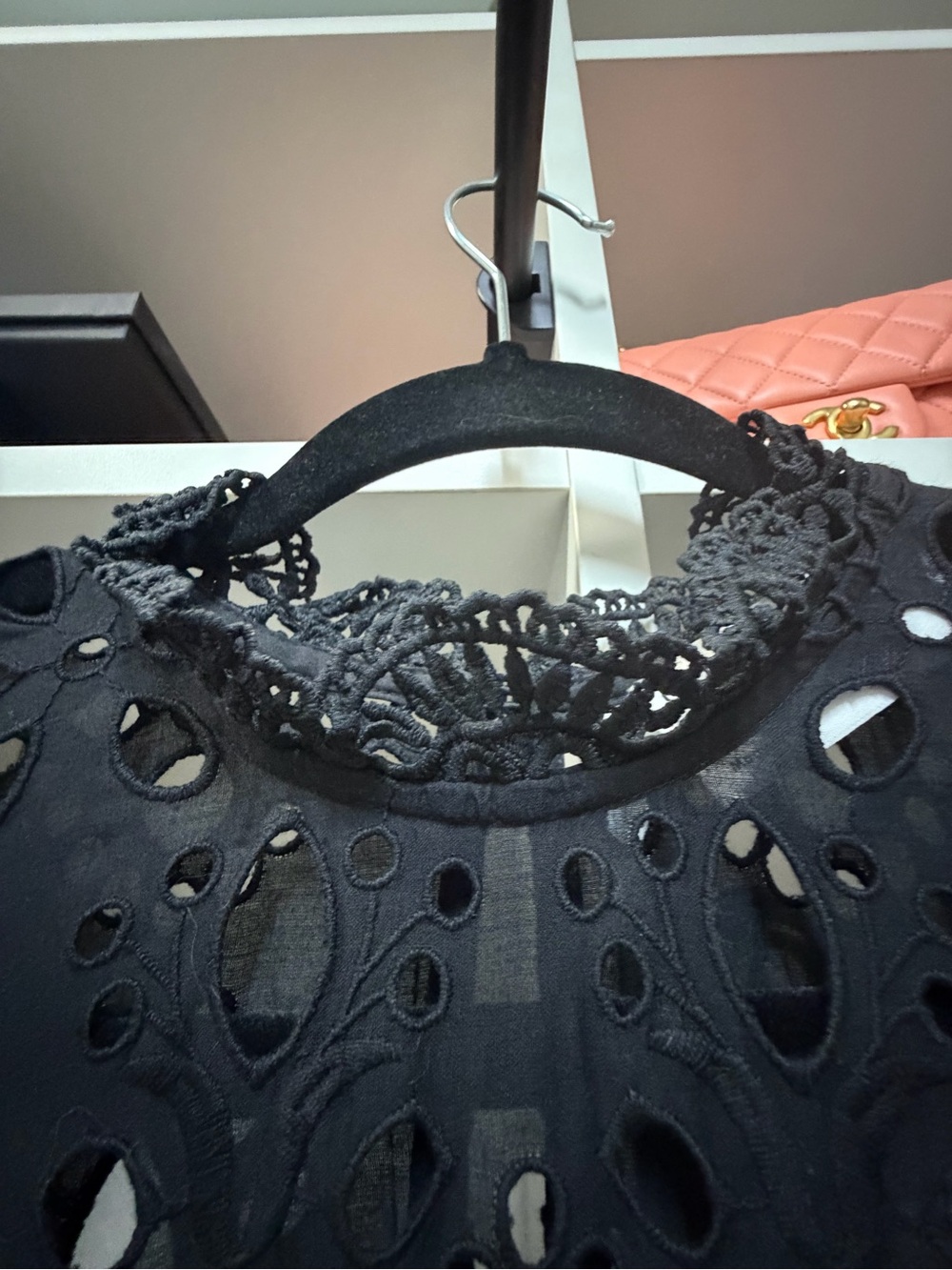ASOS Black Eyelet Lace Long Sleeve Midi Dress - Picture 3 of 11